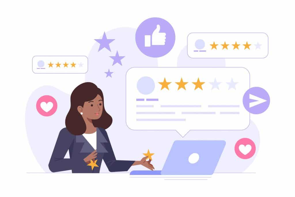 A lady giving reviews on websites